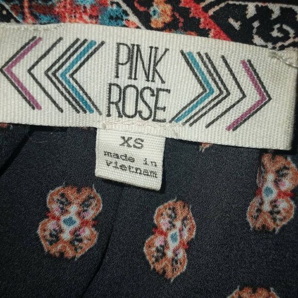 PINK REPUBLIC BLACK & RED FLORAL TASSEL TANK TOP SZ. XS EUC - Picture 5 of 5